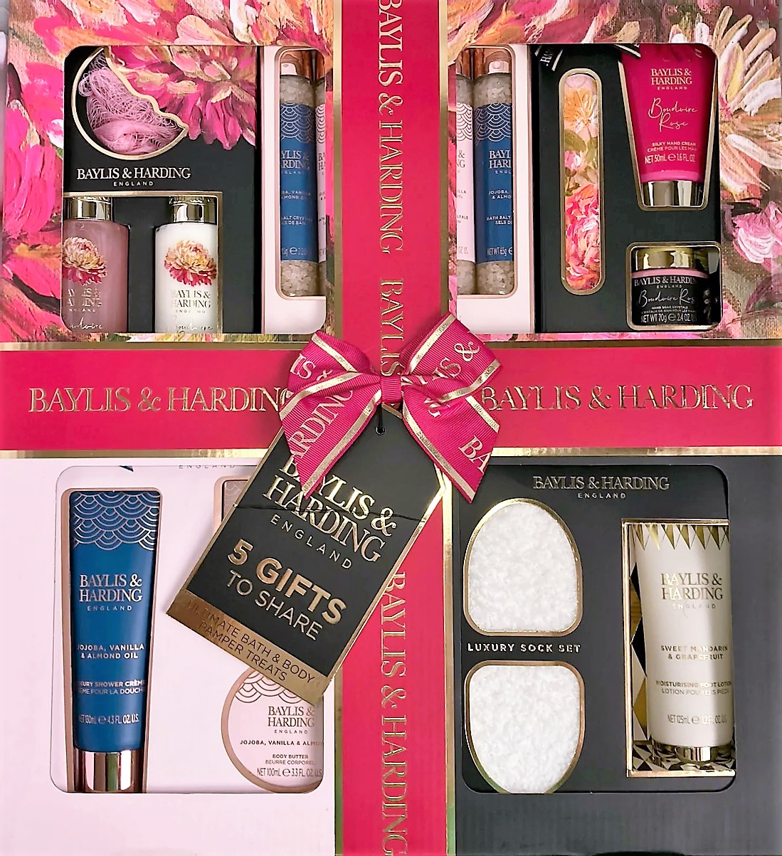Baylis & Harding Jojoba, Vanilla & Almond Oil Luxury Hand Treats Gift Set  (h/cr/3x50ml) - Set | MAKEUP