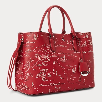 Ralph Lauren Red Leather Marcy Satchel - Lotus Gallery