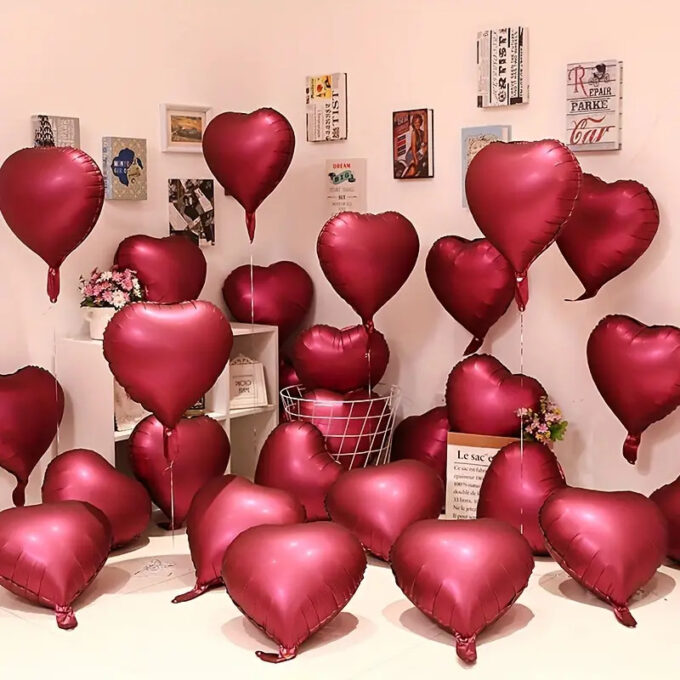 25 Pieces Heart Foil Balloon