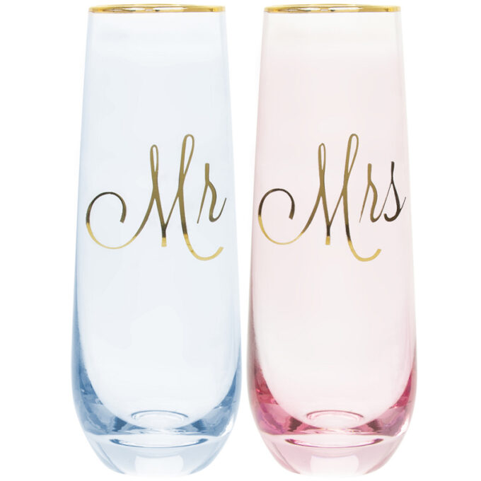 Mr & Mrs Stemless Flutes
