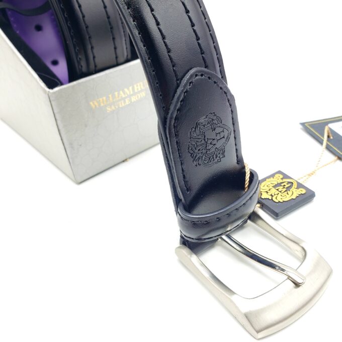 William Hunt Black 100% Leather Classic Belt - Image 3