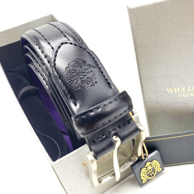 William Hunt Black 100% Leather Classic Belt