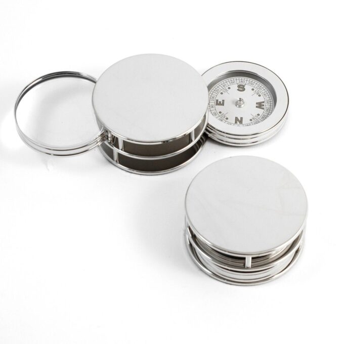 Bey Berk Chrome Plated Paperweight And Magnifier