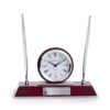Bey Berk Rosewood Quartz Desk Clock with 2 Pens