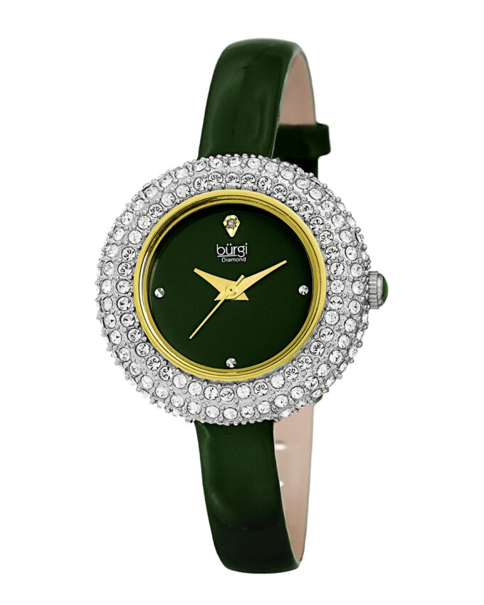 Burgi Womens Swarovski Encrusted & Diamond Marker Watch