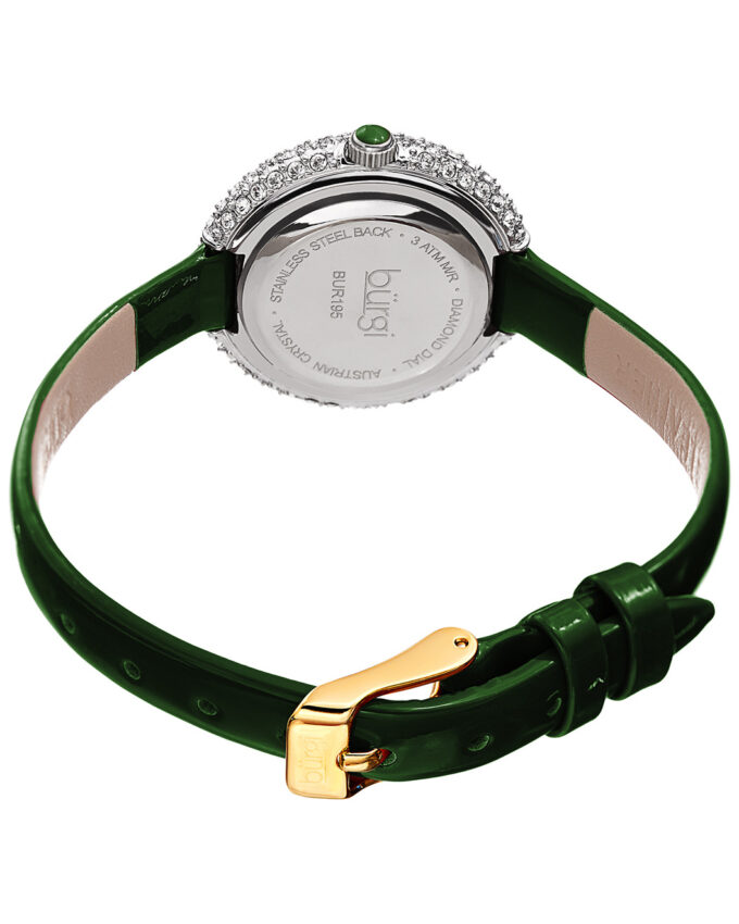Burgi Womens Swarovski Encrusted & Diamond Marker Watch - Image 2