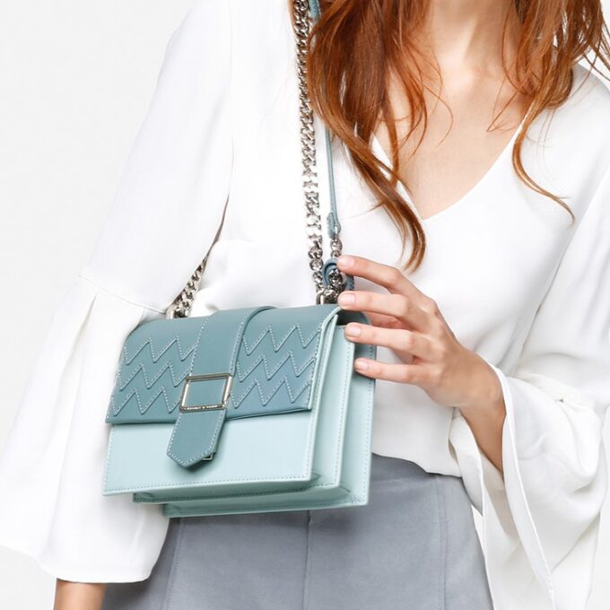 Charles & Keith Teal Metallic Sling Bag - Image 3