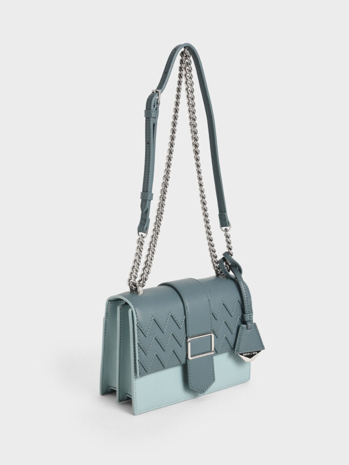 Charles & Keith Teal Metallic Sling Bag - Image 2