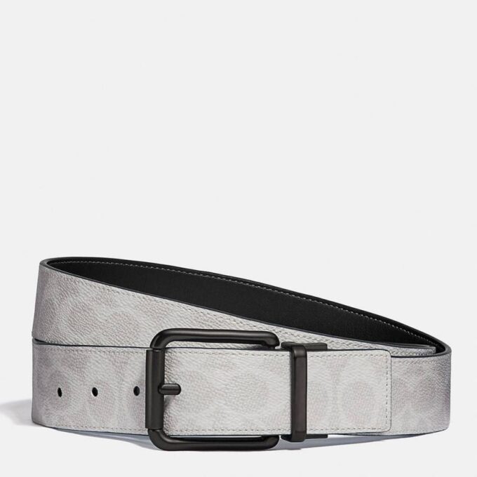 Coach Chalk Black Reversible Buckle Signature Belt