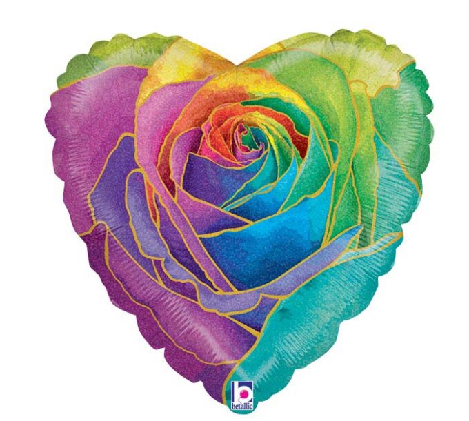 18" Rose Holographic Heart