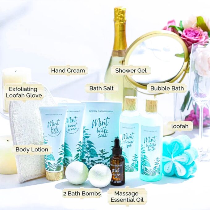 11 pc Mint Spa Basket - Image 3