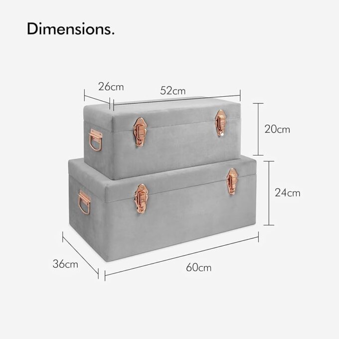 Velvet Grey Storage Trunks - Image 2