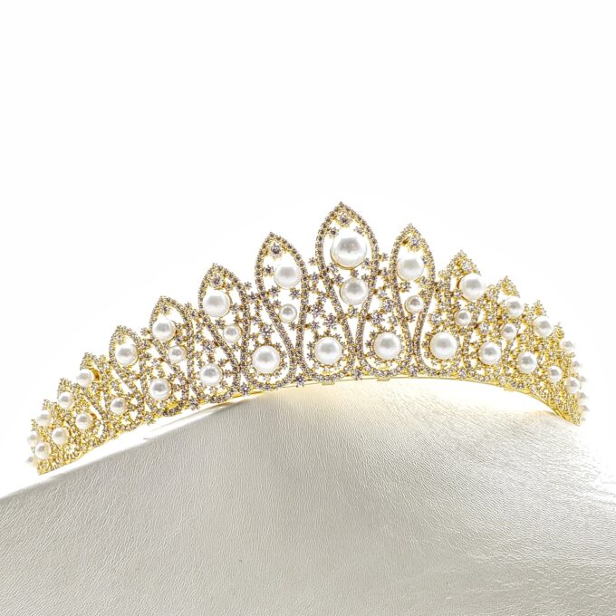 Intricate Gold and Pearl Tiara