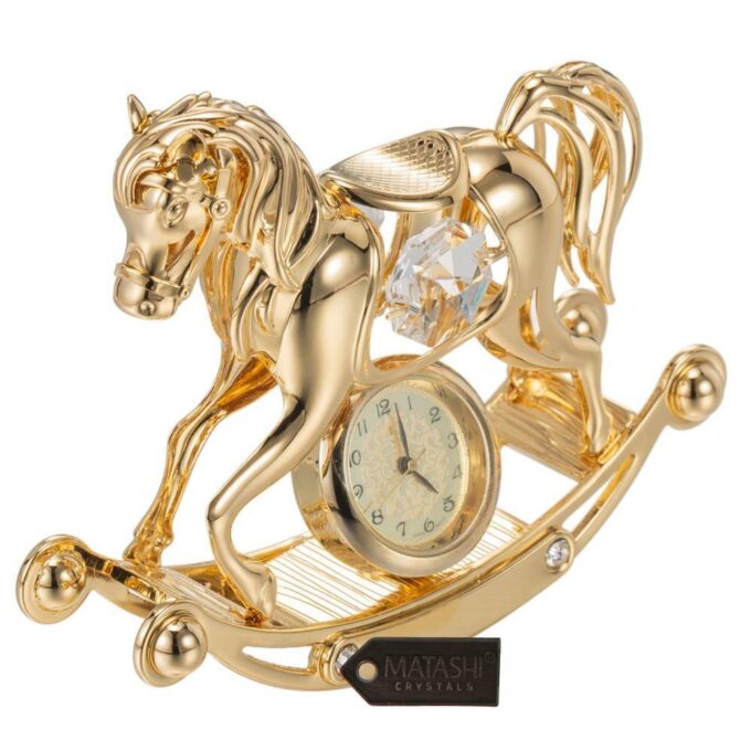 24K Gold Plated Crystal Studded Rocking Horse