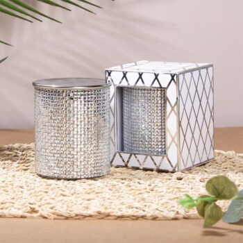 silver diamante candle