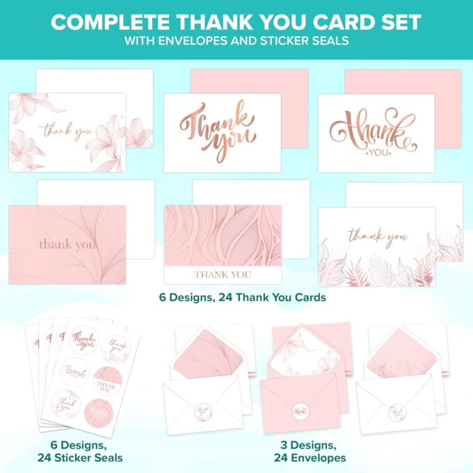 Rose Gold Thank You Cards - Image 2