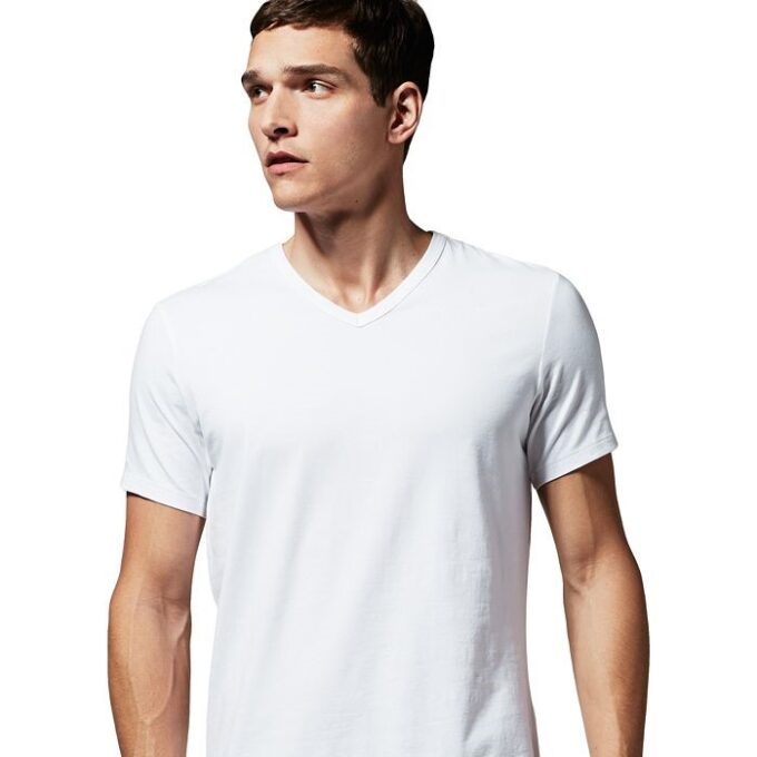 Beverly Hills 2 Pack Cotton Stretch V Neck Grey/White