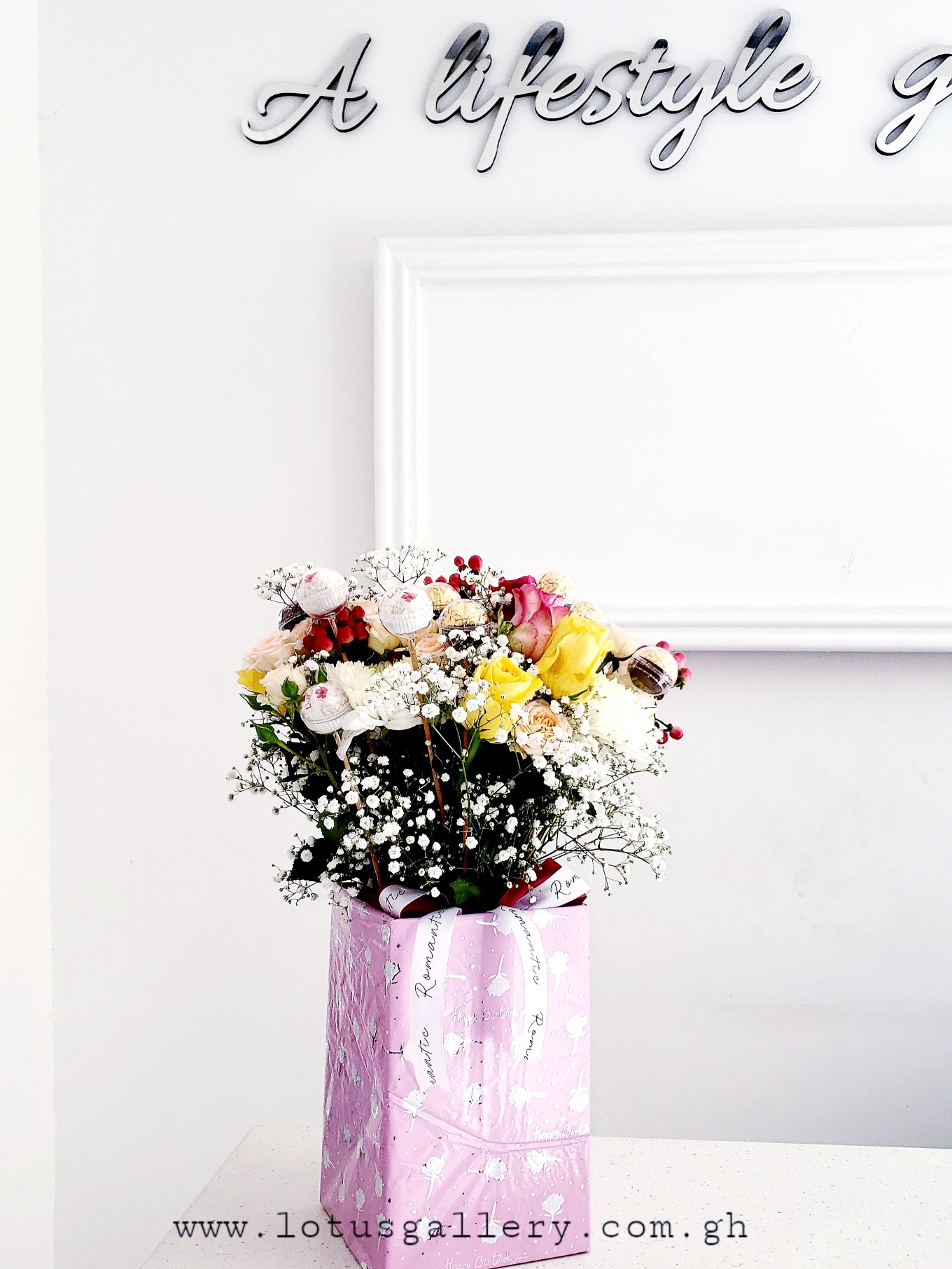 Fresh Flowers In Vase With Chocolates 3 Fresh Flowers In Vase With Chocolates - Image 3